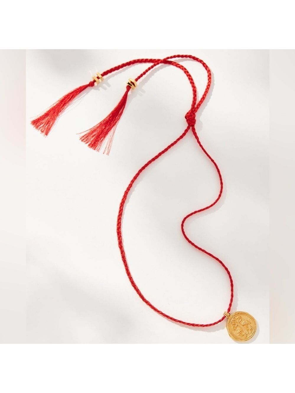 🍄Anthropologie - Pajarolimon Onga Necklace -red adjustable cord-24k plated 🍄